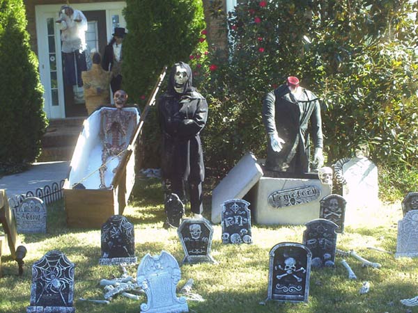 Halloween Scene Corpse in Coffin, GraveYard Ghoul and Crypt Zombie