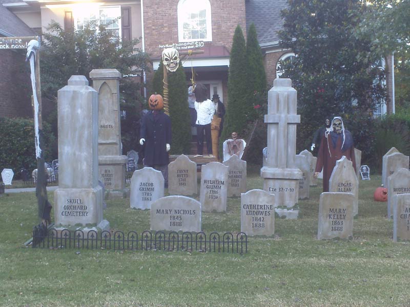 Halloween View of Gallows Mummy, Coffin Corpse GraveYard and Crypt Ghoul