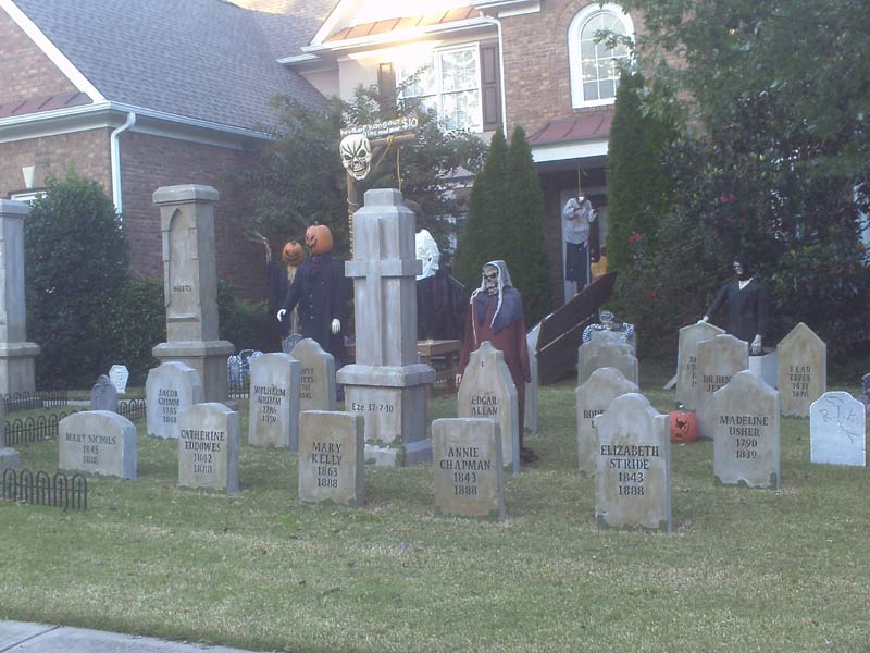 Halloween GraveYard Gallows, Executioner Ghoul and Ghoul Rising from Crypt and Coffin