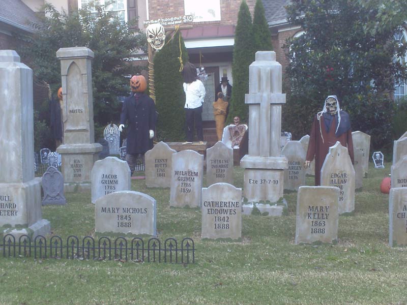 Haunt View of Graveyard with Gallows Executioner, Ghoul, Mummy and Corpse in Coffin