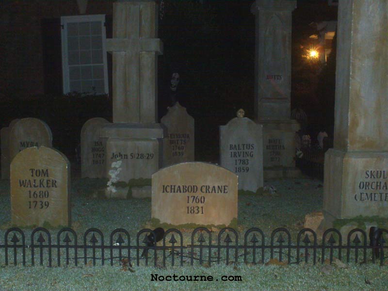 Night View of our Halloween Graveyard Skull Orchard Cemetery