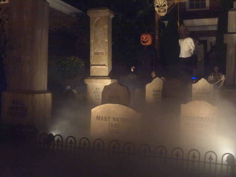 Night View Halloween Graveyard Cemetery with Gallows Executioner Mary Shelley & Bram Stoker