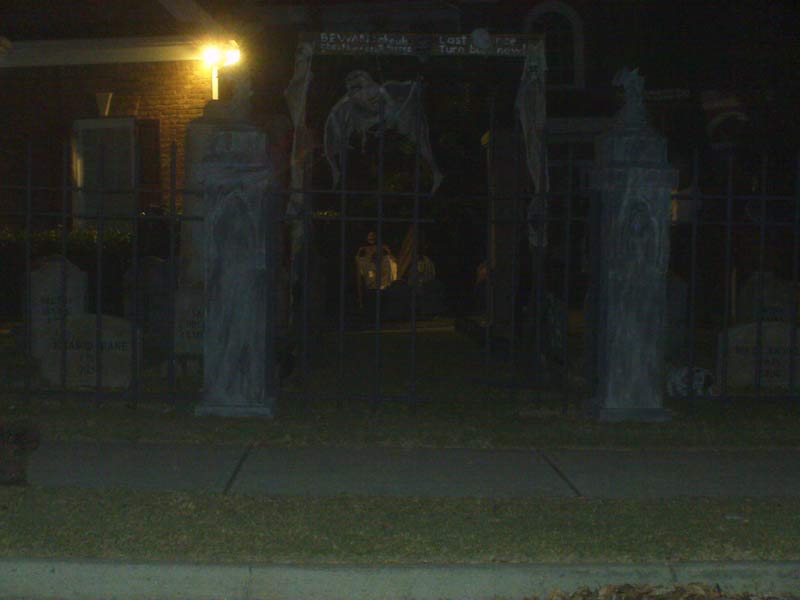 Night View Halloween Graveyard Skull Orchard Cemetery Dead Arms Coming out of Ground
