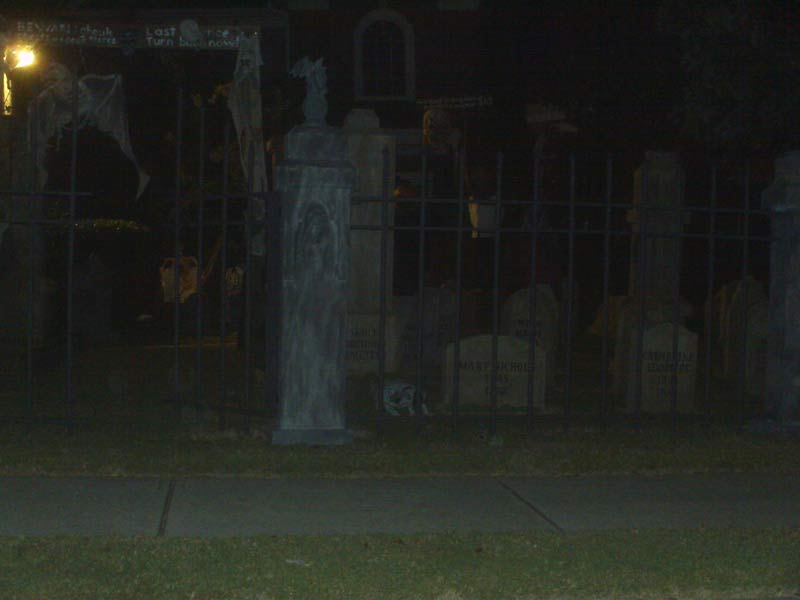 Night View Halloween Graveyard Cemetery with Gallows Executioner Mary Shelley & Bram Stoker
