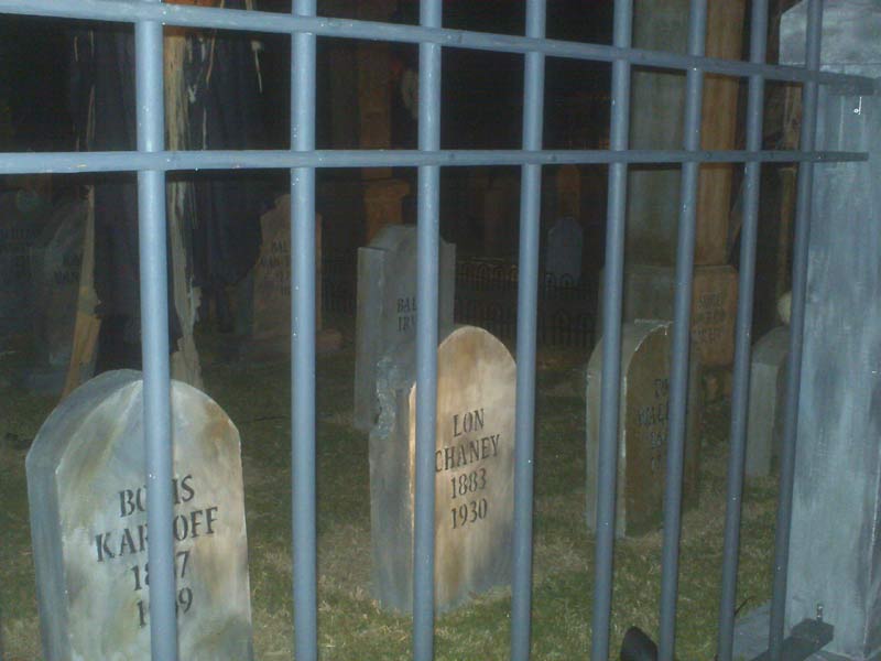 Night View Halloween Graveyard Skull Orchard Cemetery Ichadod Crane Mummy in Background