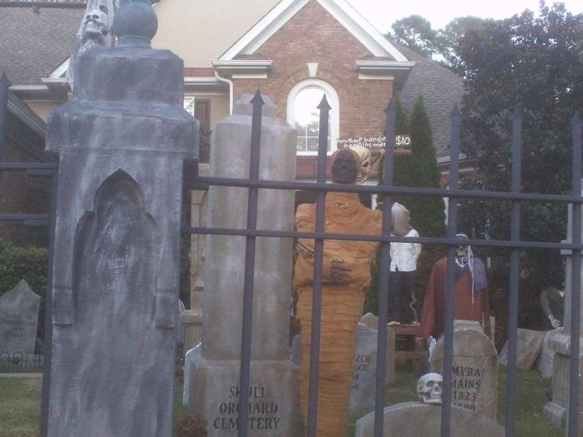 Night View Graveyard Cemetery Lizzie Borden, Tom Walker, Ichabod Crane, Myra Mains and Cross Head Stones