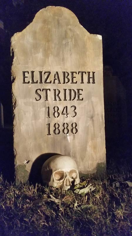 Night View of Front Gate Entrance to Halloween Graveyard Cemetery