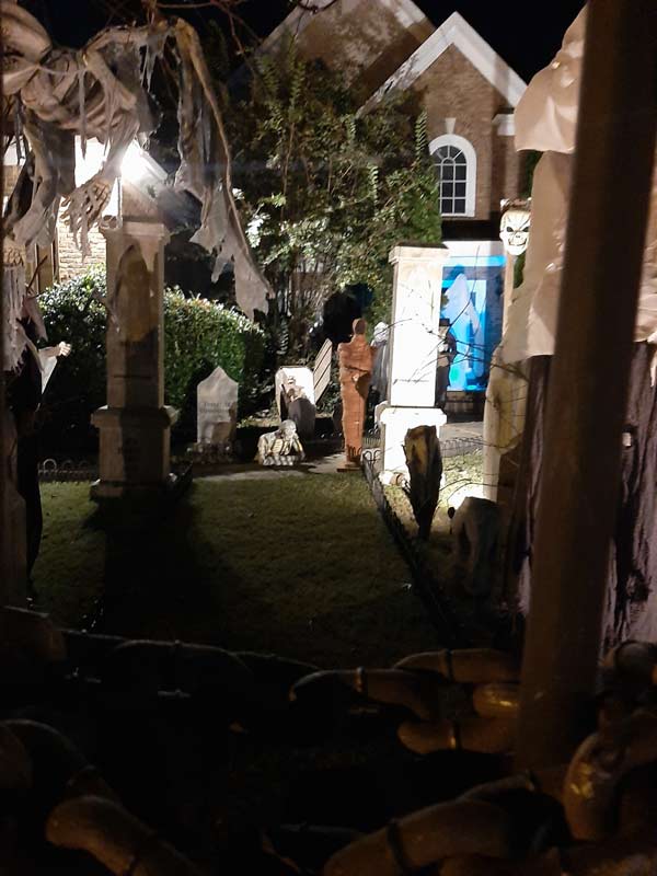 Night View Halloween Graveyard with PennyWise Clown and Wolf Creature