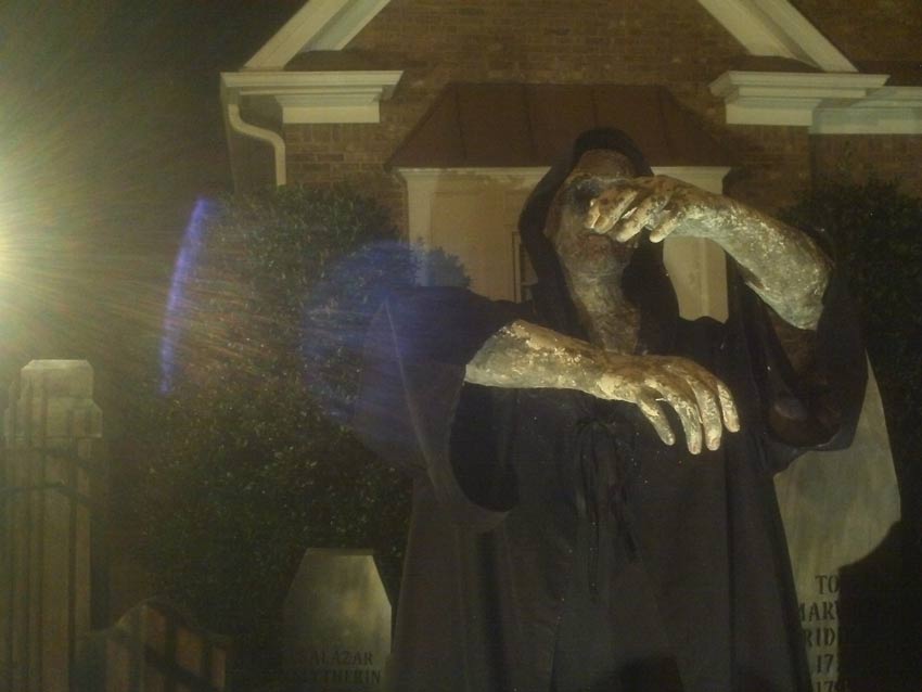 Halloween Graveyard Skull Orchard Cemetery The Mummy, Ghoul, Gallows and Cross Tombstones