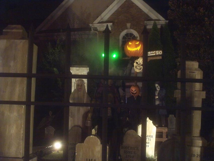 Halloween View of Graveyard Skull Orchard Cemetery