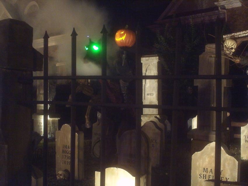Halloween Graveyard Skull Orchard Cemetery The Mummy, Ghoul, Gallows and Cross Tombstones